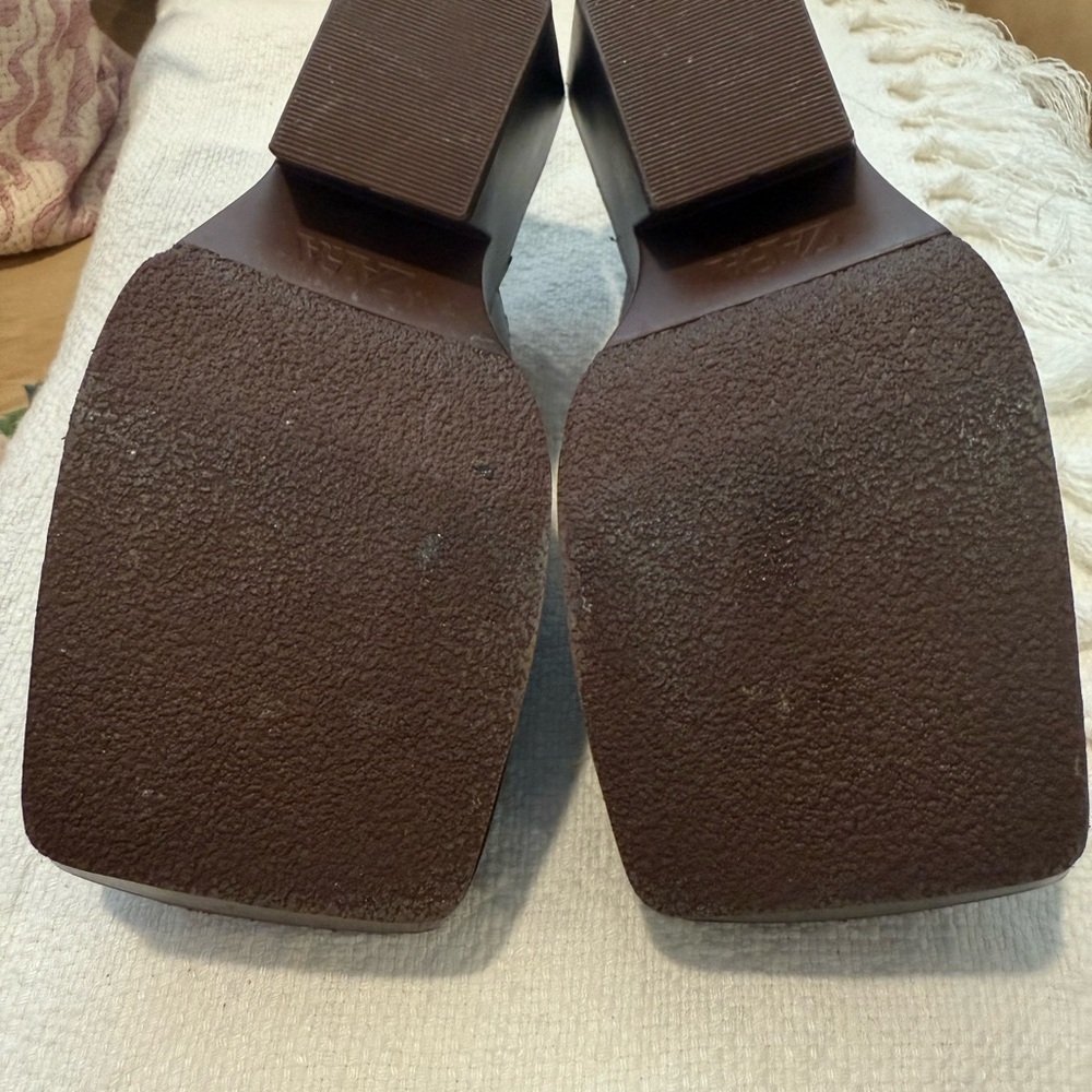 Zara Brown Leather Squared Toe Clogs - Picture 7 of 10